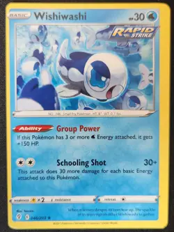 ERROR MISCUT Wishiwashi 046/203 Evolving Skies Non Holo Rare Pokemon 2021 NM - Image 1
