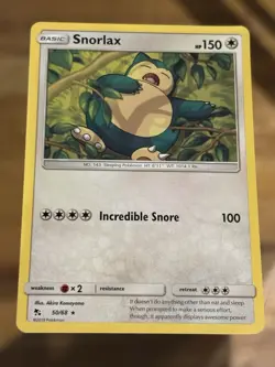 Pokemon TCG Snorlax 50/68 Hidden Fates Rare - Image 1