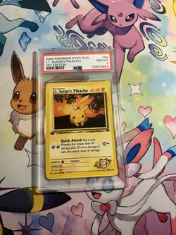2000 POKEMON GYM CHALLENGE 1ST ED #84 LT. SURGE'S PIKACHU PSA 8 - Image 1