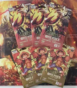One Piece TCG Sleeved Booster Pack Lot of 6 Total Assortment Sealed(PRB, PRB02) - Image 1