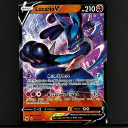 Pokemon TCG Lucario v Champions Path Holo Ultra Rare Card 027/073 NM - Image 1