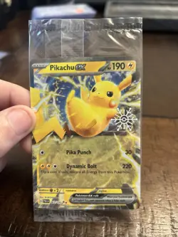 Pikachu ex 063/193 Double Rare Paldea Evolved Holiday❄ Stamp Card *SEALED*💎 - Image 1