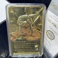 Pokemon #25 Pikachu Trading Card 23K Gold Plated 1999 Burger King w/ COA/ Ball - Image 3