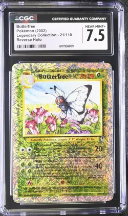 CGC 7.5 Butterfree 2002 Legendary Collection 21/110 Reverse Holo Pokemon Card - Image 1