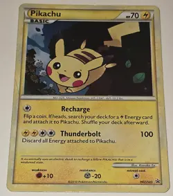 HOLO Pikachu HGSS03 Black Star Promo LP Basic Pokemon Card 2010 LP - Image 2
