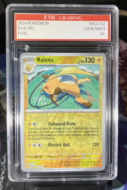 RAICHU 2024 FOIL #052/162 Pokemon Card GRADED 10 TCG CCG - Image 1