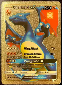 2019 Pokemon Gold Foil Fan Art Card Charizard Gx Hp 250 SV49/SV94 - Image 1