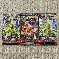 Set Of 3 Pokemon Scarlet & Violet Obsidian Flames Booster Packs New & Sealed - Image 1