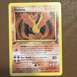 1999 Pokemon Fossil 1st Edition #27 Moltres Rare Pokemon Gaming - Image 1