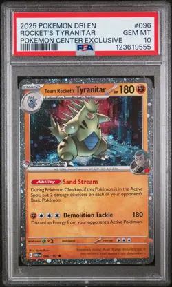 2025 POKEMON DRI EN-DESTINED RIVALS #096 TEAM ROCKET'S TYRANITAR PSA 10 - Image 1
