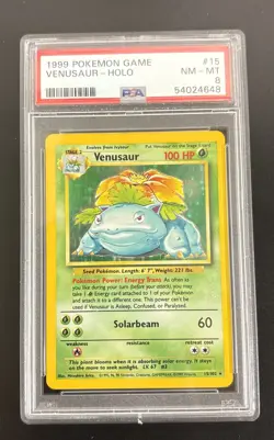 Venusaur Pokemon Base Set Unlimited Holo #15 PSA 8 - Image 1