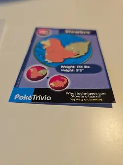 Pokemon Burger King PokeTrivia Non-perforated Slowbro #80 - Image 4