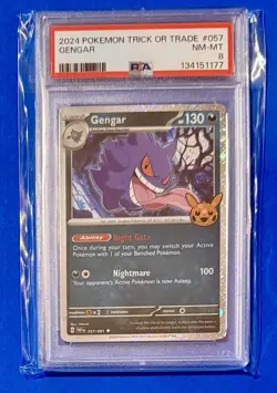 Pokemon Gengar 057/091 PSA 8 Trick or Trade 2024 057 57 PSA 8 Cosmo Holo - Image 1
