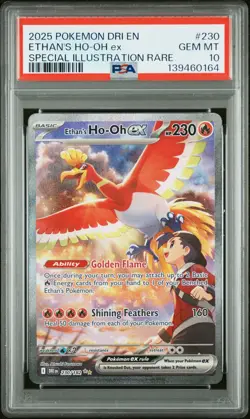 2025 POKEMON DRI EN-DESTINED RIVALS #230 ETHAN'S HO-OH EX PSA 10 - Image 1
