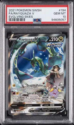 2021 POKEMON SWORD & SHIELD EVOLVING SKIES #194 FULL ART/RAYQUAZA V PSA 10 - Image 1