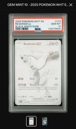 2025 POKEMON WHT EN-WHITE FLARE BLACK WHITE RARE #173 RESHIRAM EX PSA 10 - Image 1