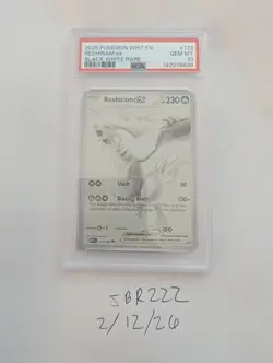 2025 POKEMON WHT EN-WHITE FLARE BLACK WHITE RARE #173 RESHIRAM EX PSA 10 - Image 2