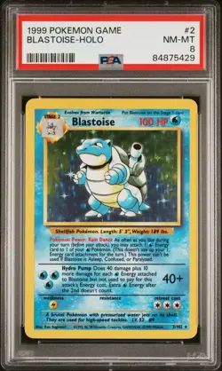 Blastoise Pokemon Base Set Unlimited Holo #2 PSA 8 - Image 1