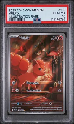 2025 POKEMON MEG EN-MEGA EVOLUTION ILLUSTRATION RARE #138 VULPIX PSA 10 SIR TCG - Image 1