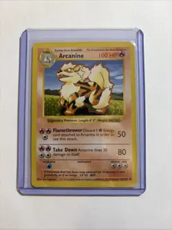 Arcanine 23/102 Base Set Unlimited Shadowless Uncommon Pokemon TCG MP - Image 1