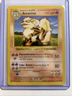 Arcanine 23/102 Base Set Unlimited Shadowless Uncommon Pokemon TCG MP - Image 2