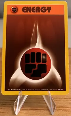 Fighting Energy Card Pokemon Non-Holographic Lightly Played 97/102 Base Set 1999 - Image 1