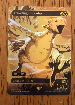 Mtg - Traveling Chocobo - Gold, Textless, Neon Ink - edh - WATCH ITEM VIDEO! O_O - Image 3