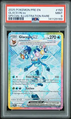 2025 POKEMON PRISMATIC EVOLUTIONS SPECIAL ILLUSTRATION RARE GLACEON EX PSA 9 - Image 1