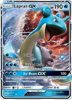 Pokemon TCG - Lapras GX 35/149 Sun and Moon Base Set Holo - LP/NM - Image 1