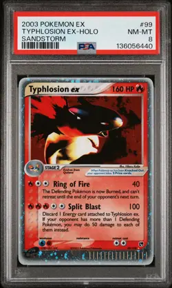 2003 POKEMON EX SANDSTORM #99 TYPHLOSION EX-HOLO PSA 8 - Image 1