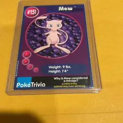 Mew #151 Pokemon TCG Burger King Promo PokeTrivia Trading Card Vintage - Image 2
