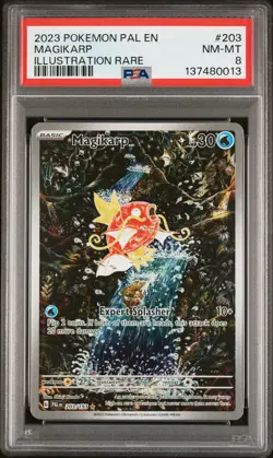 2023 POKEMON PAL EN-PALDEA EVOLVED ILLUSTRATION RARE #203 MAGIKARP PSA 8 - Image 1