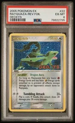 2005 POKEMON EX DEOXYS RAYQUAZA-REVERSE FOIL #22 PSA 6 - Image 1