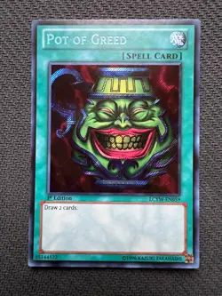 Yugioh Pot of Greed 1st Edition Secret Rare LCYW-EN059 NM - Image 1
