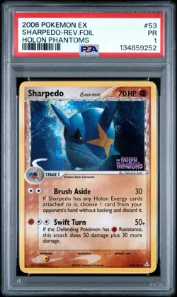 PSA 1 Sharpedo EX Holon Phantoms Reverse Holo Foil Stamped #53 2006 Pokemon PR - Image 1