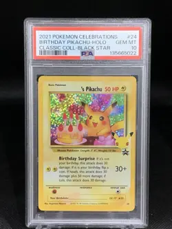 2021 Pokemon Celebrations Birthday Pikachu Holo Black Star PSA 10 - Image 1