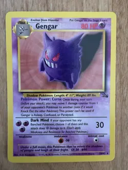 Gengar 20/62 Fossil Regular Pokemon TCG Card Base Set 1999 Wizards 80 HP - Image 1