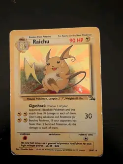 Raichu 14/62 Fossil Rare Holo. Pokemon WOTC Unlimited HP - Image 1