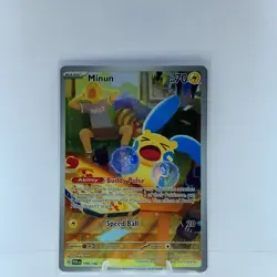 Pokemon TCG Minun 194/182 SV04 Paradox Rift Holo Illustration Rare Full Art - Image 1
