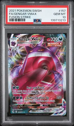 2021 POKEMON SWORD & SHIELD FUSION STRIKE #157 FULL ART/GENGAR VMAX PSA 10 - Image 1