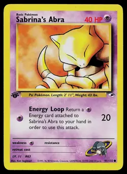 Pokemon Card - Sabrina's Abra Gym Heroes 91/132 Common 1st Edition - Image 1