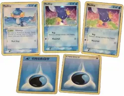 Mudkip EX Crystal Guardians 2006 Rainbow Holo + 2 Energy Water Pokemon Cards - Image 1