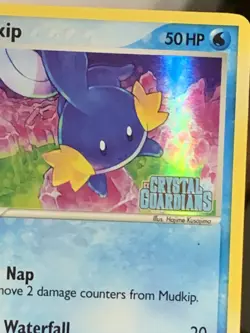 Mudkip EX Crystal Guardians 2006 Rainbow Holo + 2 Energy Water Pokemon Cards - Image 2