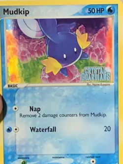 Mudkip EX Crystal Guardians 2006 Rainbow Holo + 2 Energy Water Pokemon Cards - Image 3