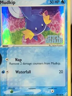 Mudkip EX Crystal Guardians 2006 Rainbow Holo + 2 Energy Water Pokemon Cards - Image 4