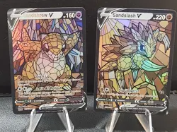 Sandshrew & Sandslash CUSTOM Made Stained Glass Holo Van Gogh Shiny Card - Image 2