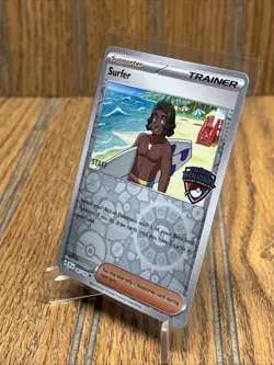 Pokemon Card STAFF Surfer 187/191 Promo Regional Surging Sparks Rev Holo 2024 NM - Image 2