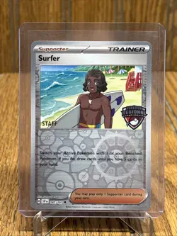 Pokemon Card STAFF Surfer 187/191 Promo Regional Surging Sparks Rev Holo 2024 NM - Image 4