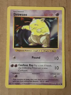 Pokemon Drowzee 49/102 Base Set Shadowless MP See Pictures - Image 1