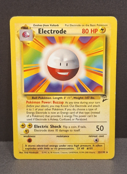 Electrode 25/130 Pokemon Base Set 2 Rare Card WOTC Kinebuchi 2000 Vintage - Image 1